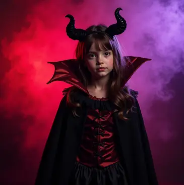 AI-generated portrait of girl in a vampire outfit